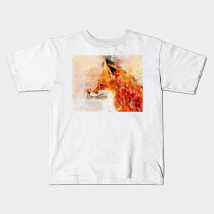 Red Fox Watercolor Portrait 03 Kids T-Shirt